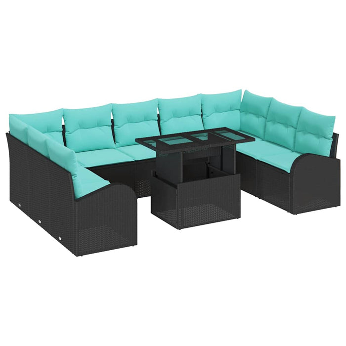 Set de canapele pentru grădină 10 pcs Negru Rattan poli WALTI