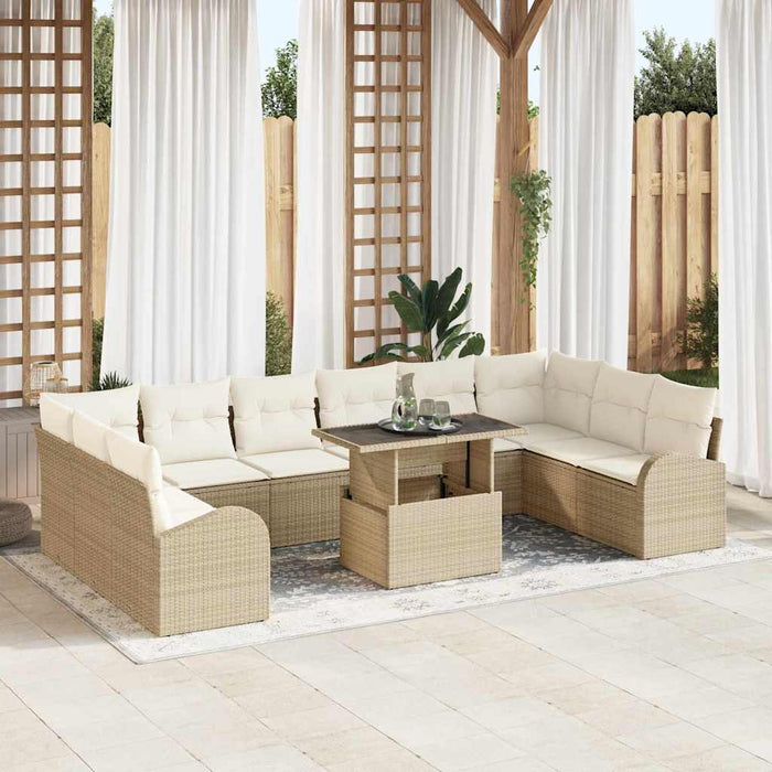 Set de canapele pentru grădină cu pernă 11 pcs Bej Rattan poli - WALTI WALTI