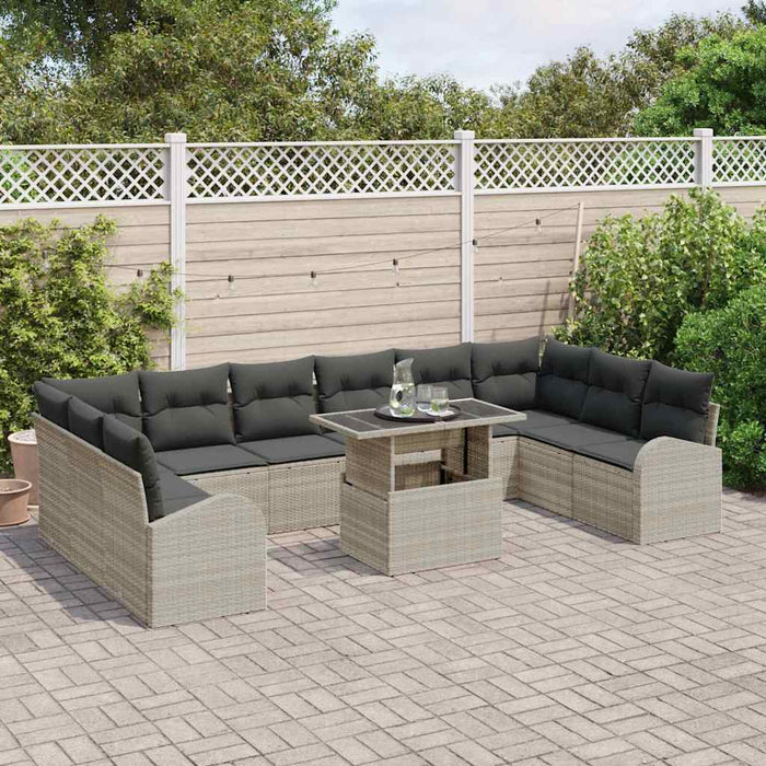 Set de canapele pentru grădină 11 pcs Gri deschis Rattan poli - WALTI WALTI