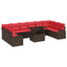 Set de canapele pentru grădină cu pernă 11 pcs Maro Rattan poli - WALTI WALTI