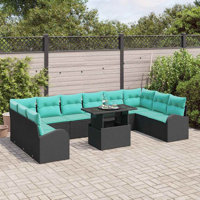 Set de canapele pentru grădină 11 pcs Negru Rattan poli WALTI