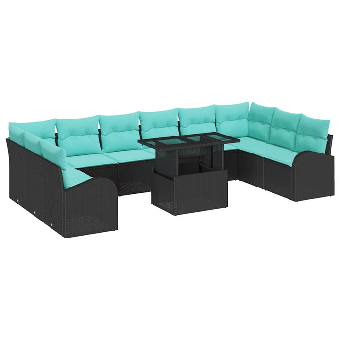 Set de canapele pentru grădină 11 pcs Negru Rattan poli WALTI
