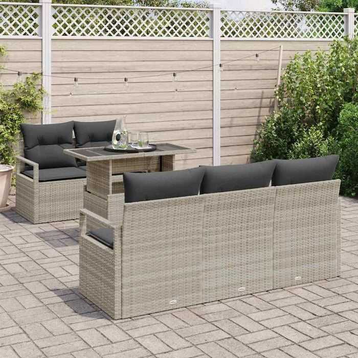 Set de canapele pentru grădină 6 pcs Gri deschis Rattan poli - WALTI WALTI