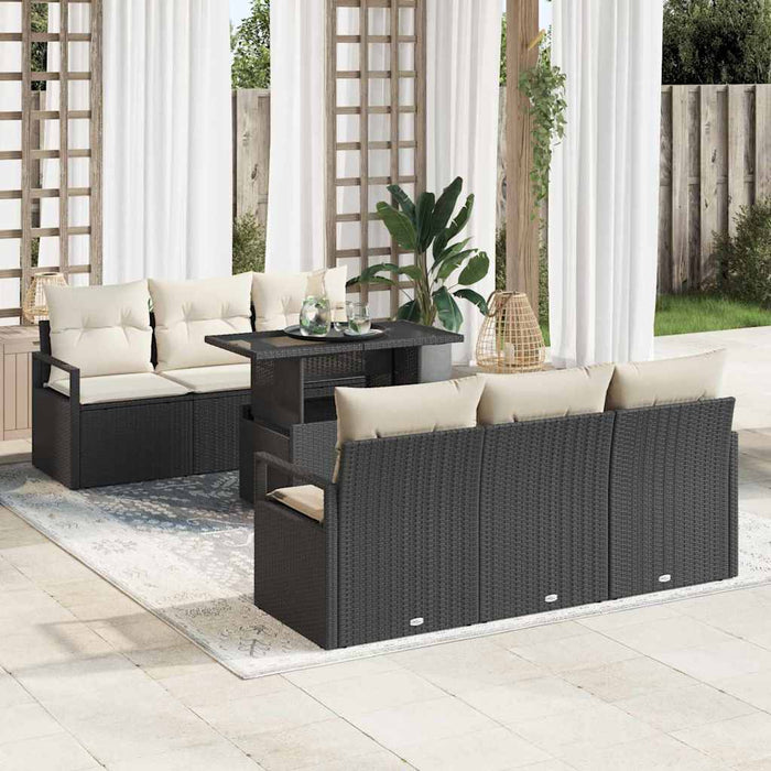 Set de canapele pentru grădină 7 pcs Negru Rattan poli - WALTI WALTI