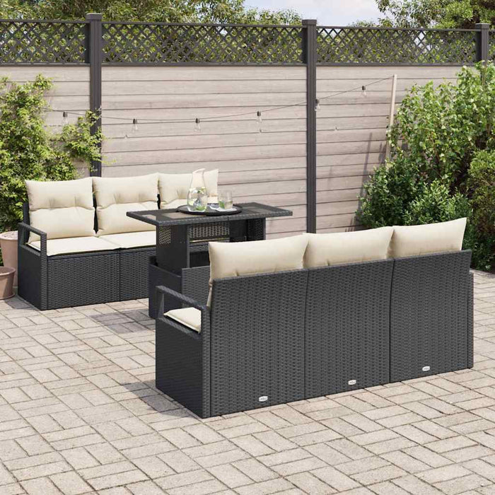 Set de canapele pentru grădină 7 pcs Negru Rattan poli - WALTI WALTI