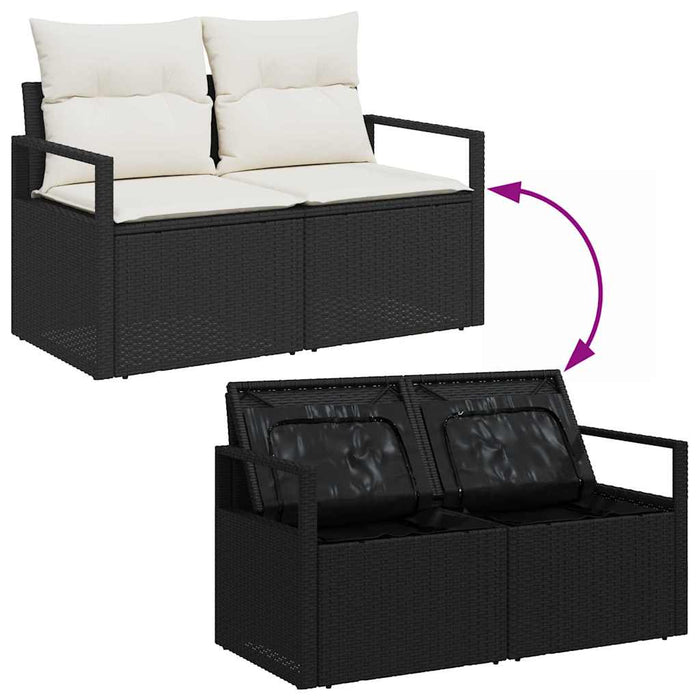 Set de canapele pentru grădină 7 pcs Negru Rattan poli - WALTI WALTI
