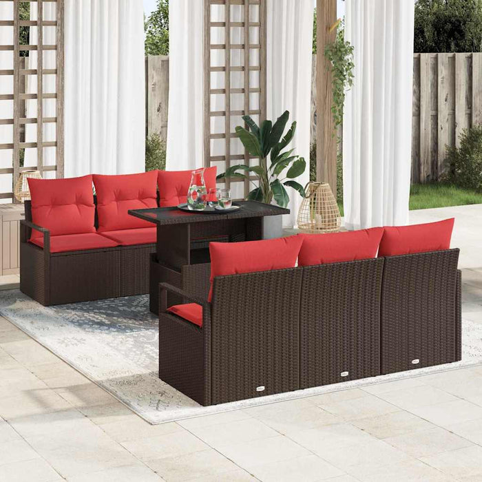 Set de canapele pentru grădină cu pernă 7 pcs Maro Rattan poli WALTI