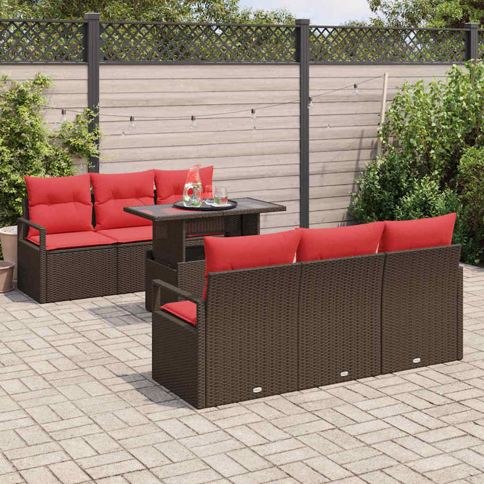 Set de canapele pentru grădină cu pernă 7 pcs Maro Rattan poli WALTI