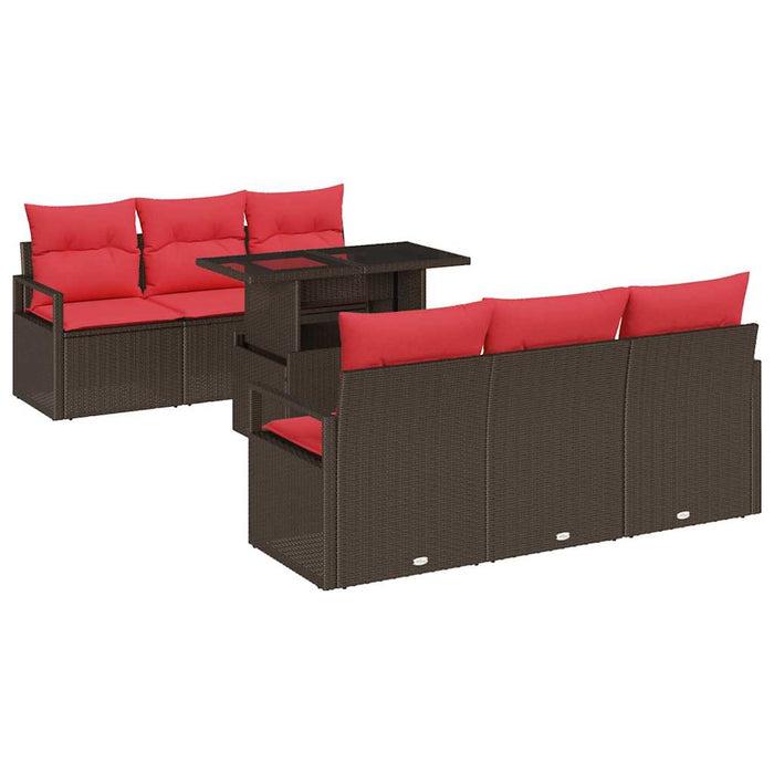 Set de canapele pentru grădină cu pernă 7 pcs Maro Rattan poli WALTI
