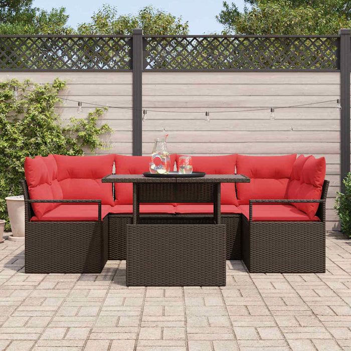 Set de canapele pentru grădină cu pernă 7 pcs Maro Rattan poli WALTI