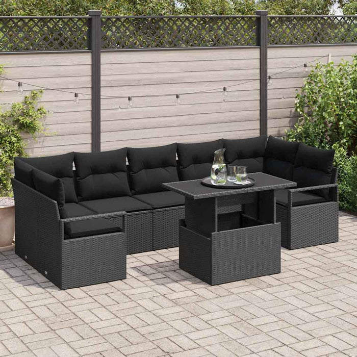 Set de canapele pentru grădină 8 pcs Negru Rattan poli - WALTI WALTI