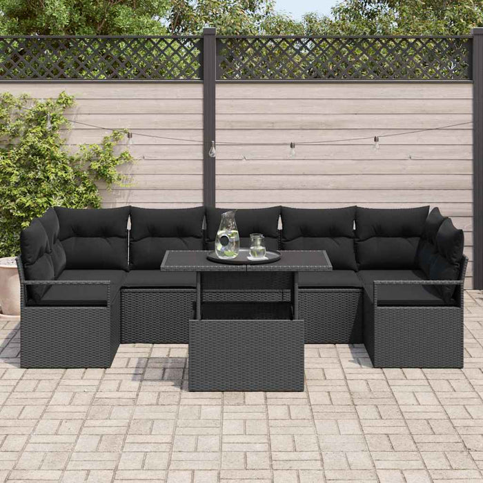 Set de canapele pentru grădină 8 pcs Negru Rattan poli - WALTI WALTI