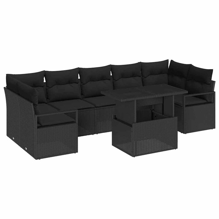 Set de canapele pentru grădină 8 pcs Negru Rattan poli - WALTI WALTI