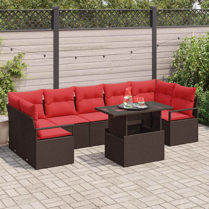 Set de canapele pentru grădină cu pernă 8 pcs Maro Rattan poli WALTI