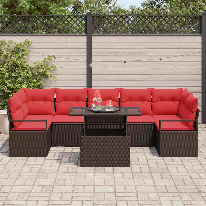 Set de canapele pentru grădină cu pernă 8 pcs Maro Rattan poli WALTI