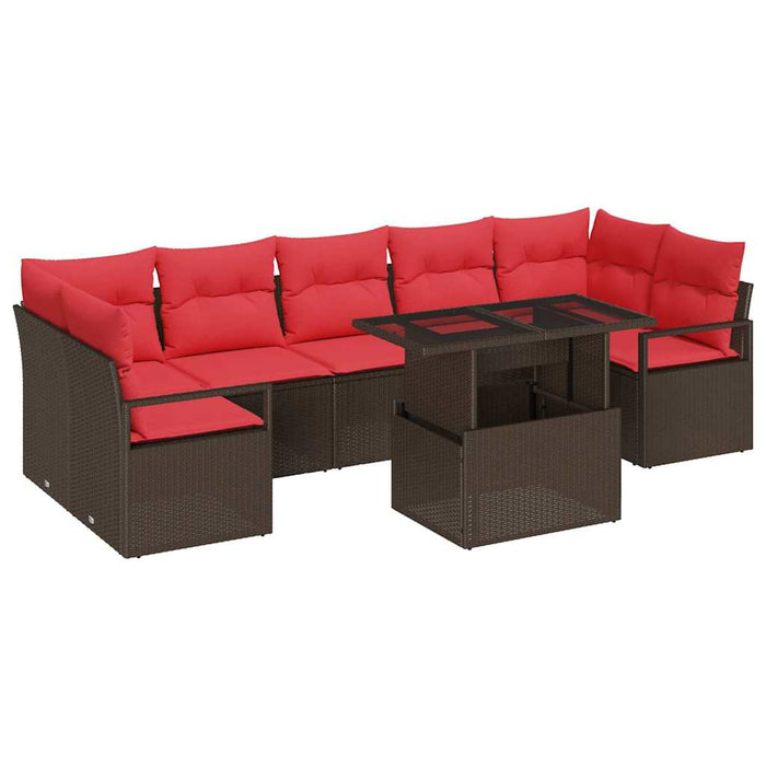 Set de canapele pentru grădină cu pernă 8 pcs Maro Rattan poli WALTI