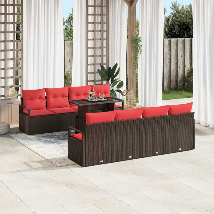 Set de canapele pentru grădină cu pernă 9 pcs Maro Rattan poli - WALTI WALTI