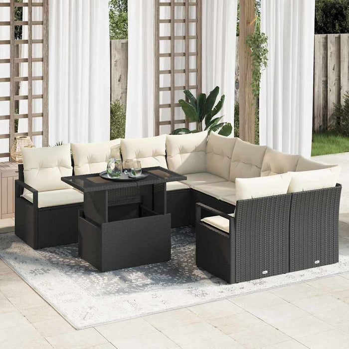 Set de canapele pentru grădină 9 pcs Negru Rattan poli - WALTI WALTI