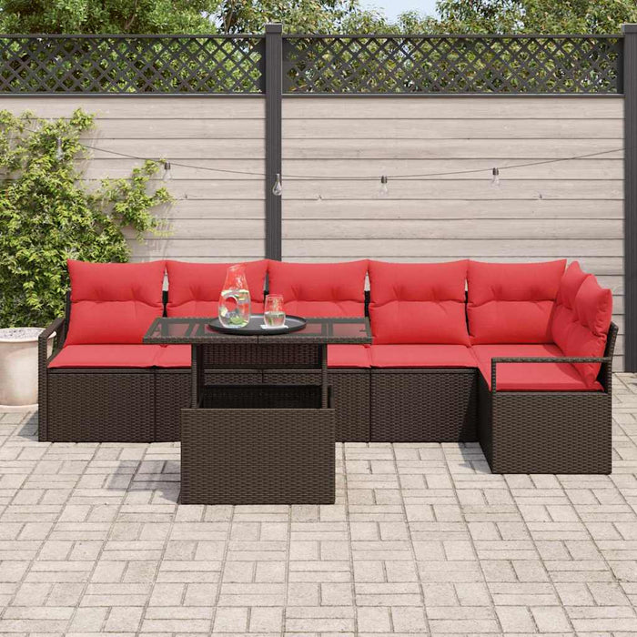 Set de canapele pentru grădină cu pernă 7 pcs Maro Rattan poli WALTI