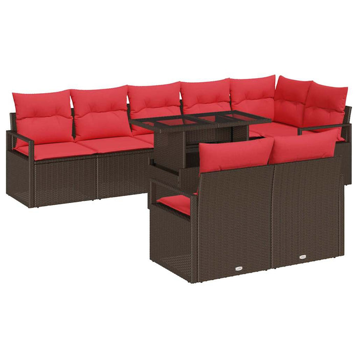 Set de canapele pentru grădină cu pernă 9 pcs Maro Rattan poli WALTI