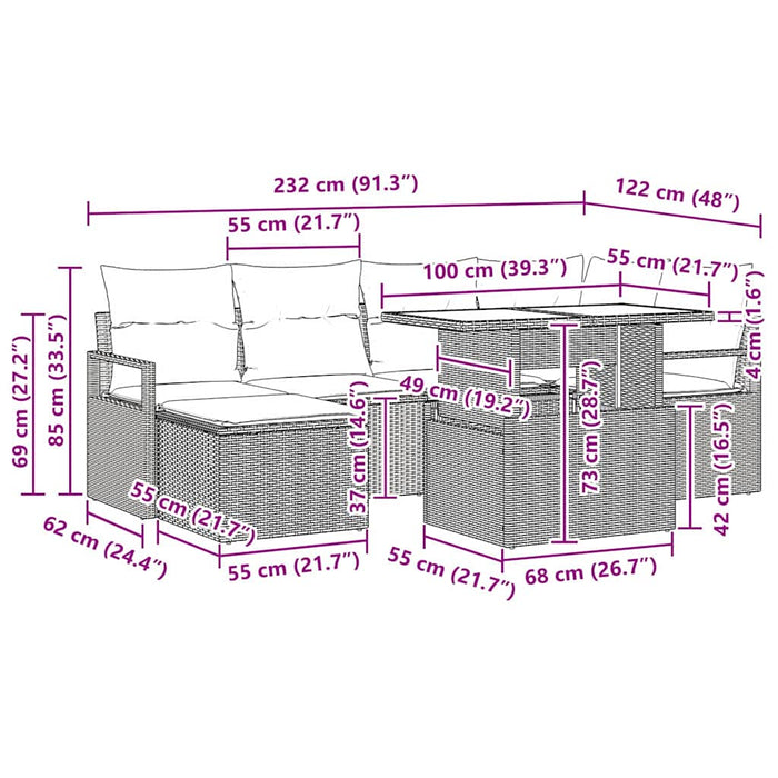 Set de canapele pentru grădină 7 pcs Maro Rattan poli - WALTI WALTI