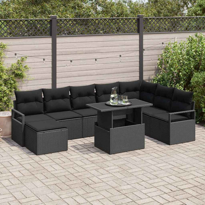 Set de canapele pentru grădină 9 pcs Negru Rattan poli - WALTI WALTI