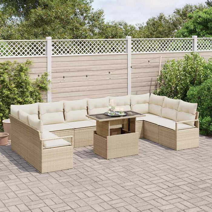 Set de canapele pentru grădină cu pernă 11 pcs Bej poliratan - WALTI WALTI