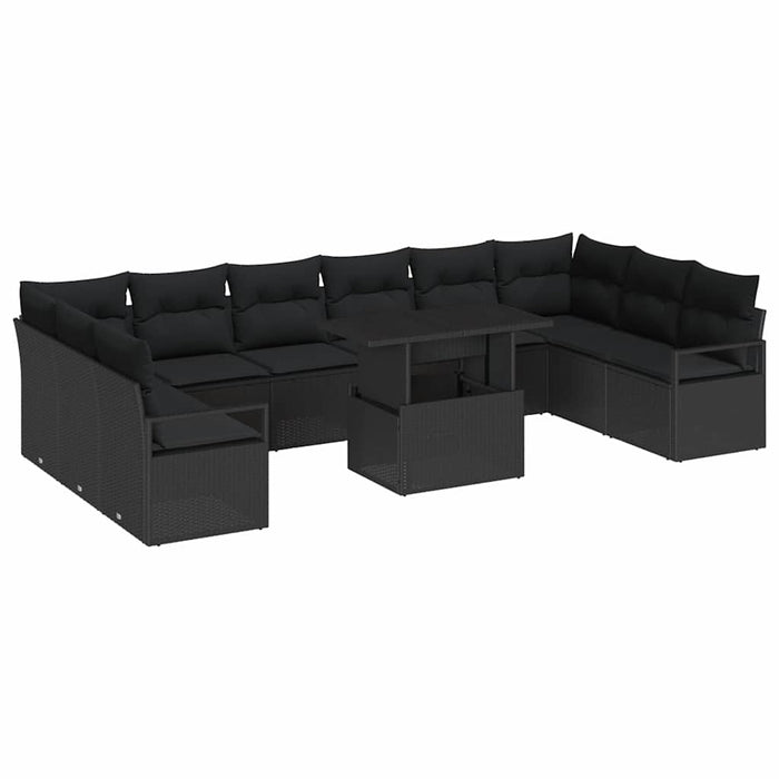 Set de canapele pentru grădină 11 pcs Negru Rattan poli - WALTI WALTI