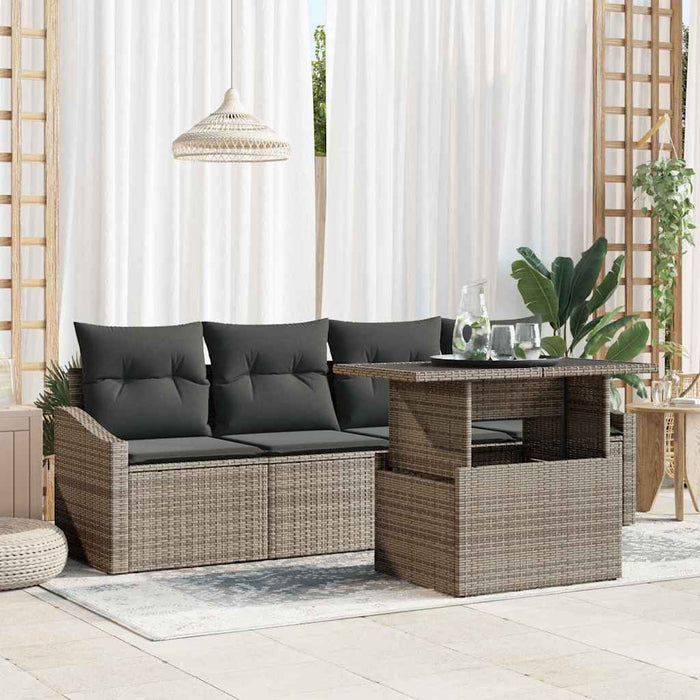 Set de canapele pentru grădină 5 pcs Gri Rattan poli - WALTI WALTI
