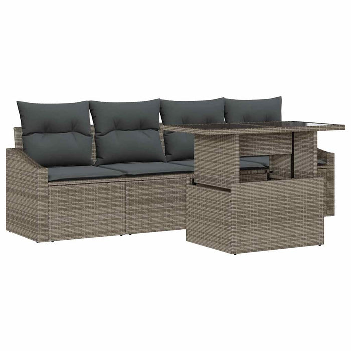 Set de canapele pentru grădină 5 pcs Gri Rattan poli - WALTI WALTI