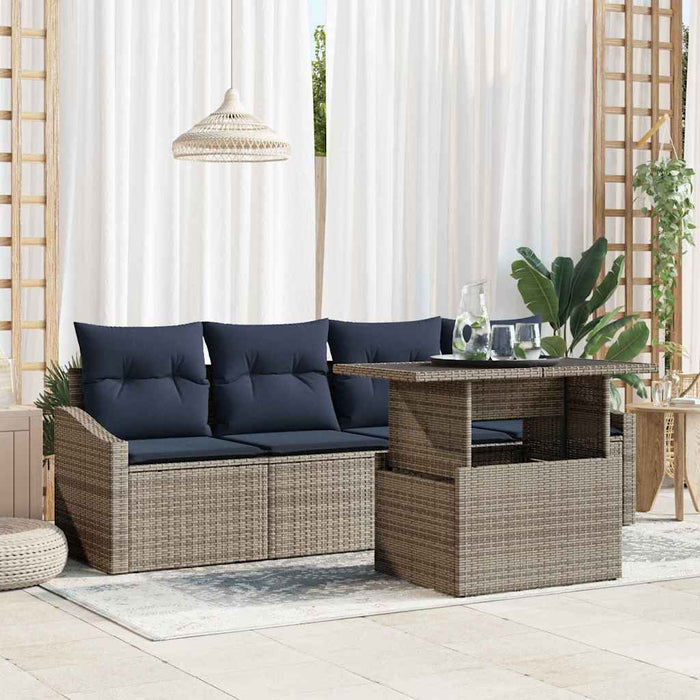 Set de canapele pentru grădină cu pernă 5 pcs Gri poliratan - WALTI WALTI