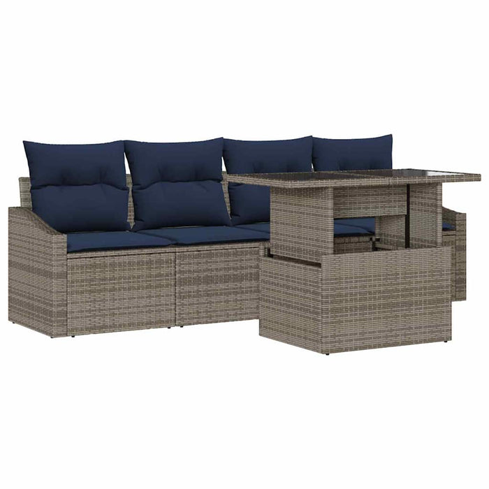 Set de canapele pentru grădină cu pernă 5 pcs Gri poliratan - WALTI WALTI