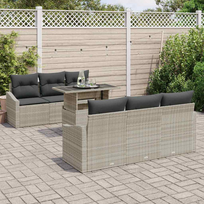Set de canapele pentru grădină 7 pcs Gri deschis Rattan poli - WALTI WALTI