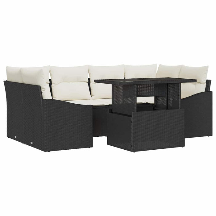 Set de canapele pentru grădină 7 pcs Negru Rattan poli - WALTI WALTI