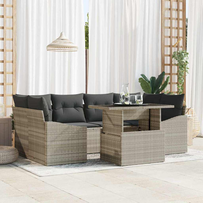 Set de canapele pentru grădină 7 pcs Gri deschis Rattan poli - WALTI WALTI