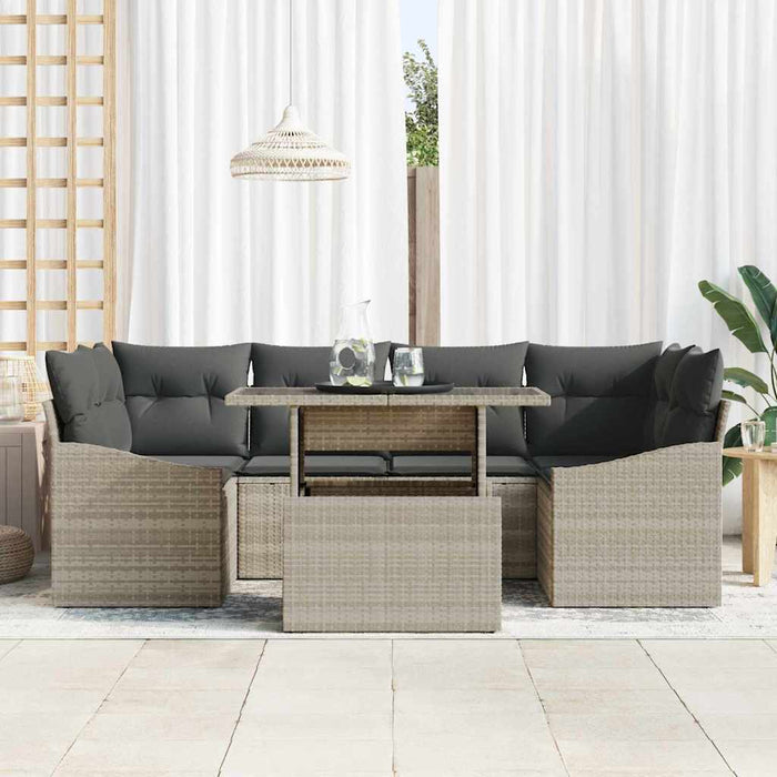 Set de canapele pentru grădină 7 pcs Gri deschis Rattan poli - WALTI WALTI