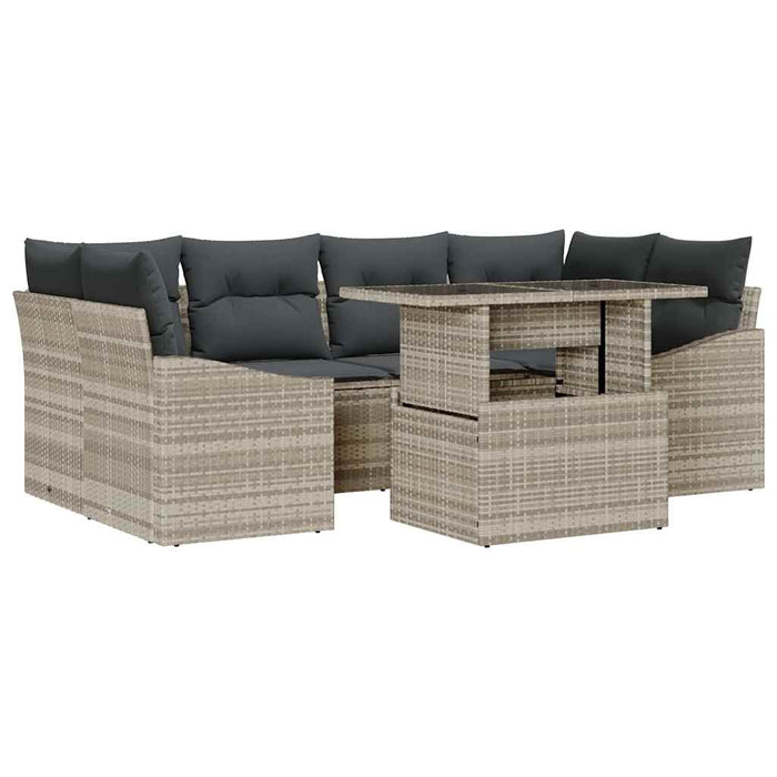 Set de canapele pentru grădină 7 pcs Gri deschis Rattan poli - WALTI WALTI
