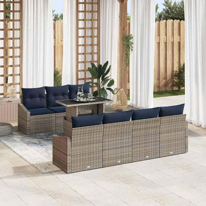 Set de canapele pentru grădină cu pernă 8 pcs Gri poliratan - WALTI WALTI
