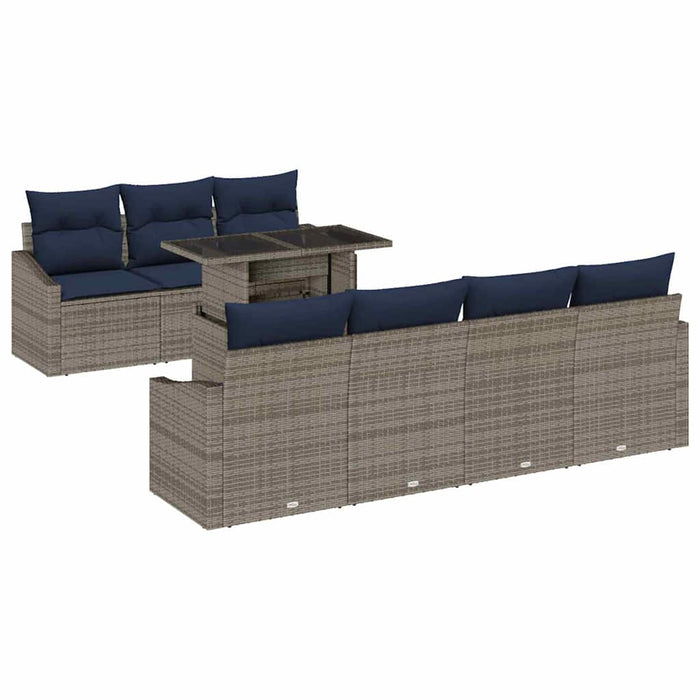 Set de canapele pentru grădină cu pernă 8 pcs Gri poliratan - WALTI WALTI