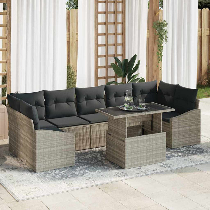 Set de canapele pentru grădină 8 pcs Gri deschis Rattan poli - WALTI WALTI