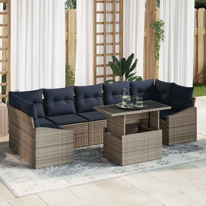 Set de canapele pentru grădină 8 pcs Gri Rattan poli - WALTI WALTI