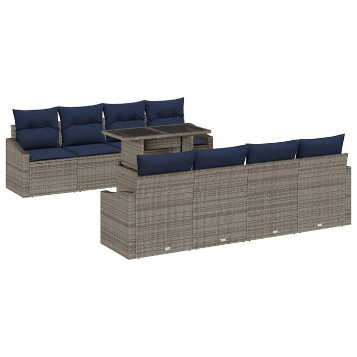 Set de canapele pentru grădină cu pernă 9 pcs Gri poliratan - WALTI WALTI