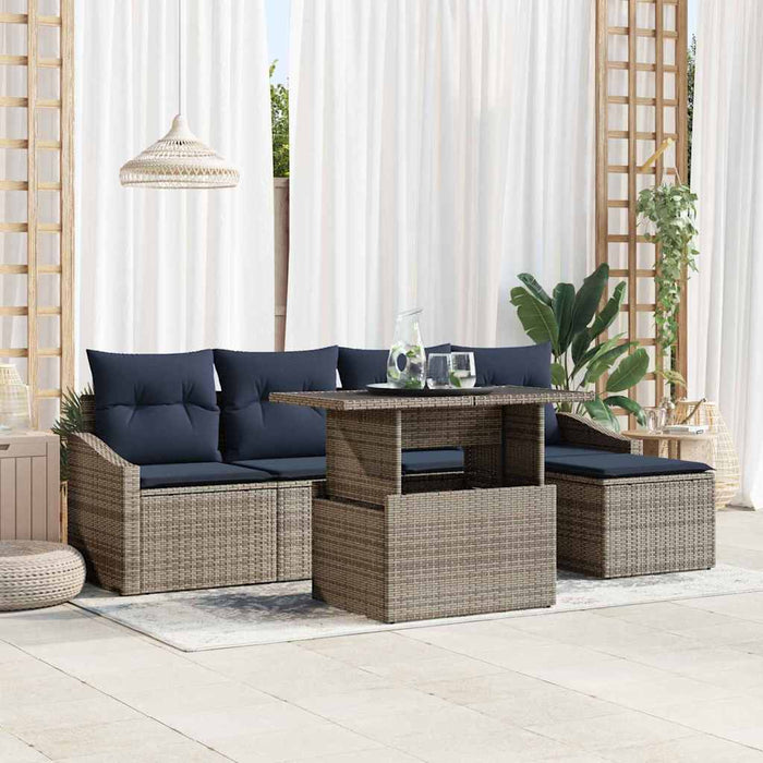 Set de canapele pentru grădină cu pernă 6 pcs Gri și bleumarin - WALTI WALTI