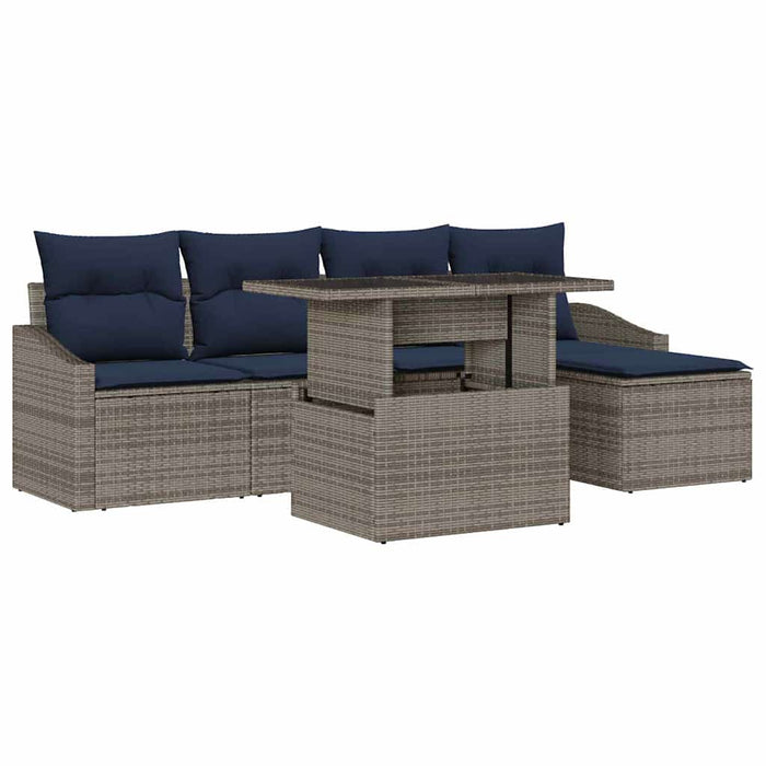 Set de canapele pentru grădină cu pernă 6 pcs Gri și bleumarin - WALTI WALTI