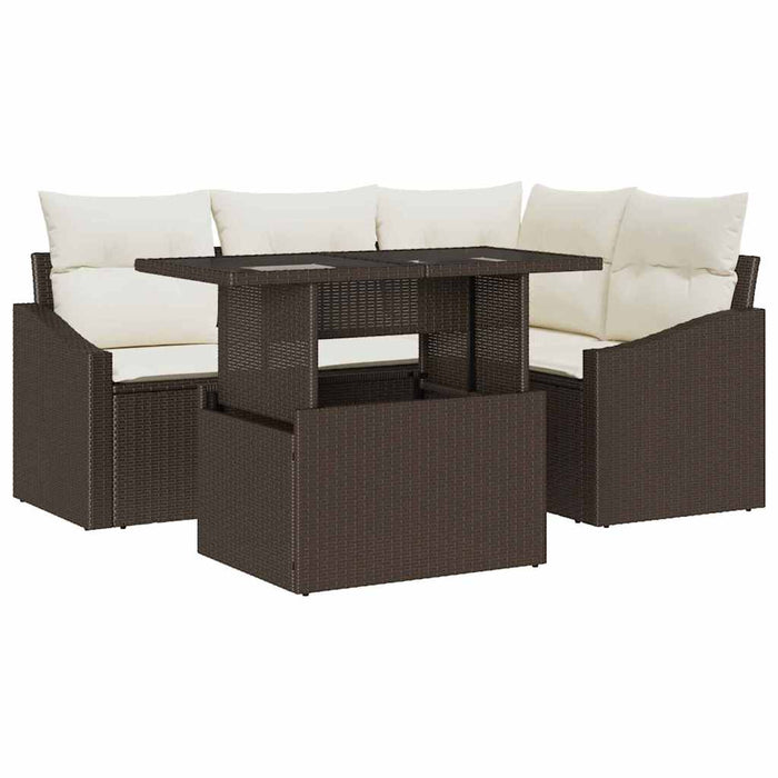 Set de canapele pentru grădină cu pernă 5 pcs Maro, Crem - WALTI WALTI