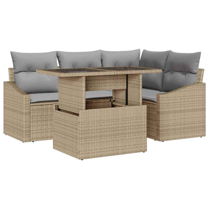 Set de canapele pentru grădină 5 pcs Beige și gri deschis - WALTI WALTI