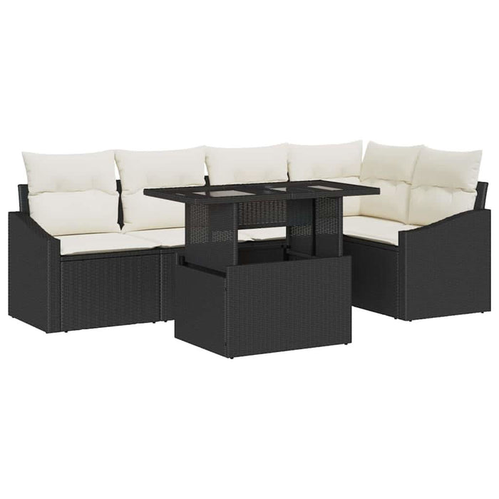 Set de canapele pentru grădină cu pernă 6 pcs Negru, Crem - WALTI WALTI