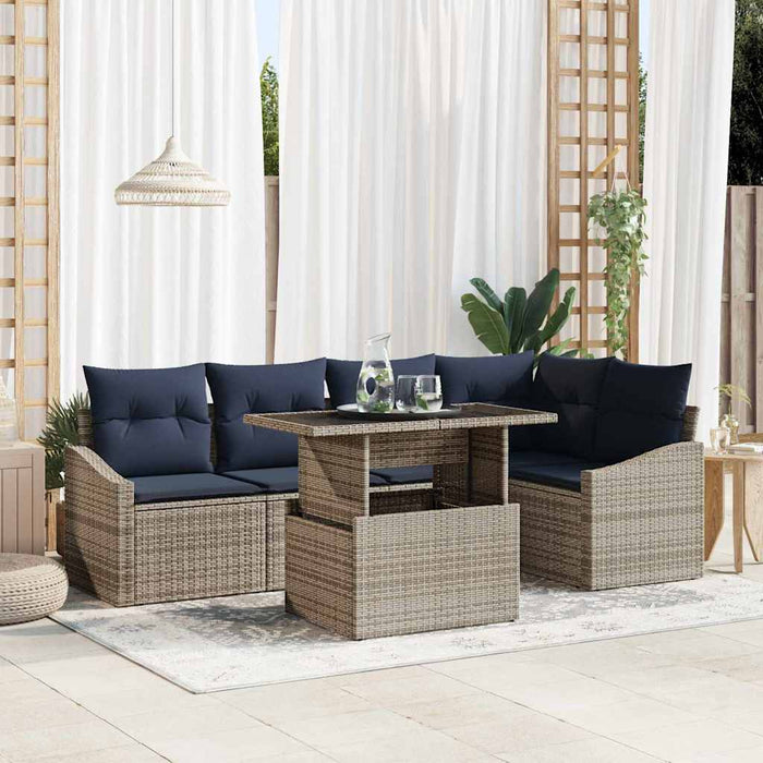 Set de canapele pentru grădină cu pernă 6 pcs Gri și bleumarin - WALTI WALTI