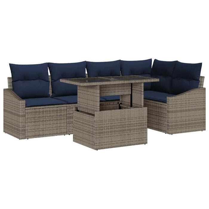 Set de canapele pentru grădină cu pernă 6 pcs Gri și bleumarin - WALTI WALTI