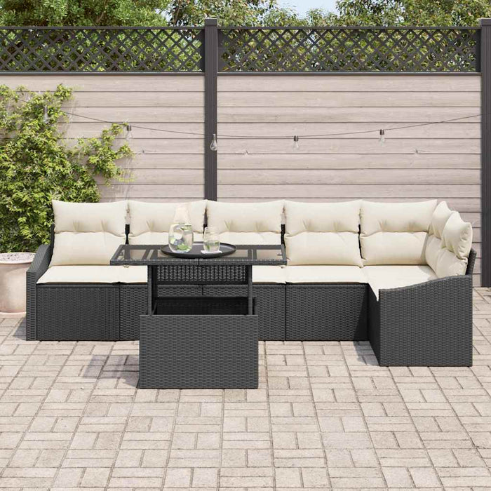 Set de canapele pentru grădină cu pernă 7 pcs Negru, Crem - WALTI WALTI